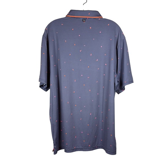 Under Armour Golf Polo, THE ISO-CHILL POLO, Navy, Geometric Shapes, Size Large - Picture 2 of 7